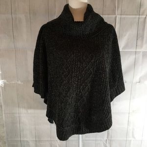Karen Scott pullover poncho black cowl neck S/M